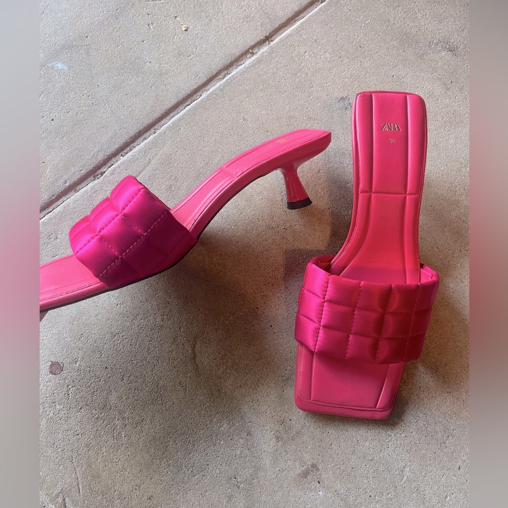Hot Pink/ Fuschia Barbiecore Mule Kitten Heels